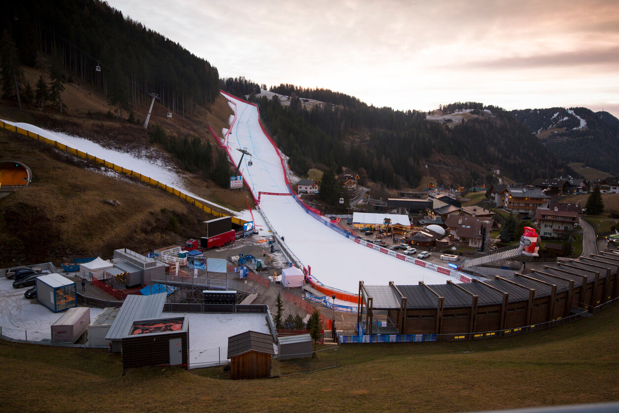 The decline in snowfall at major world cup skiing venues